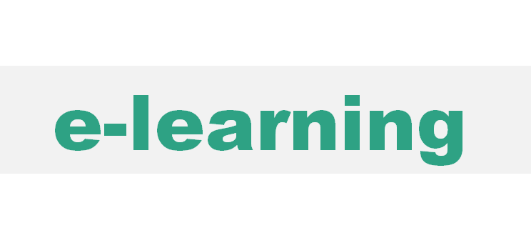 Grafika przedstawia duży napis "e-learning" w kolorze zielonym.
